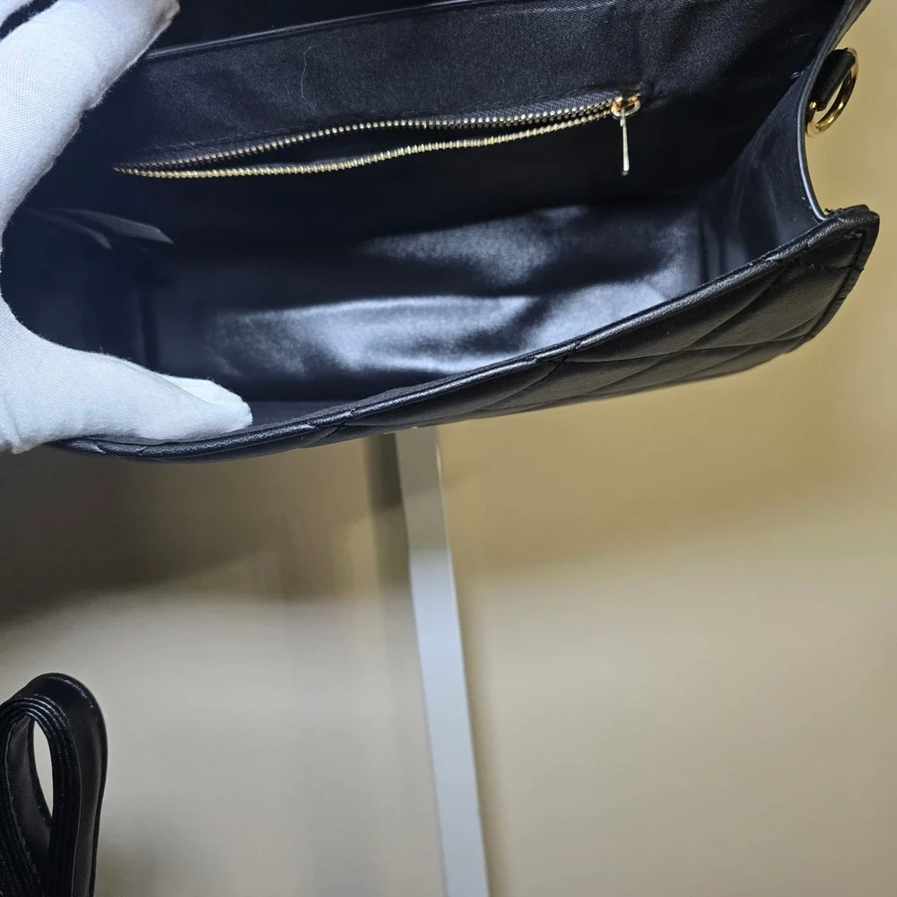 Valentino Orlandi‎ Black Quilted Satchel Handbag Style V2002 MSRP 179